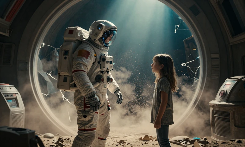 Pragmata by Capcom - astronaut and AI girl in abandoned moon colony, emotional sci-fi atmosphere