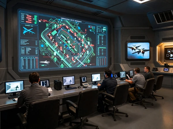 Plans Within Plans collection - futuristic military command center with holographic battlefield maps